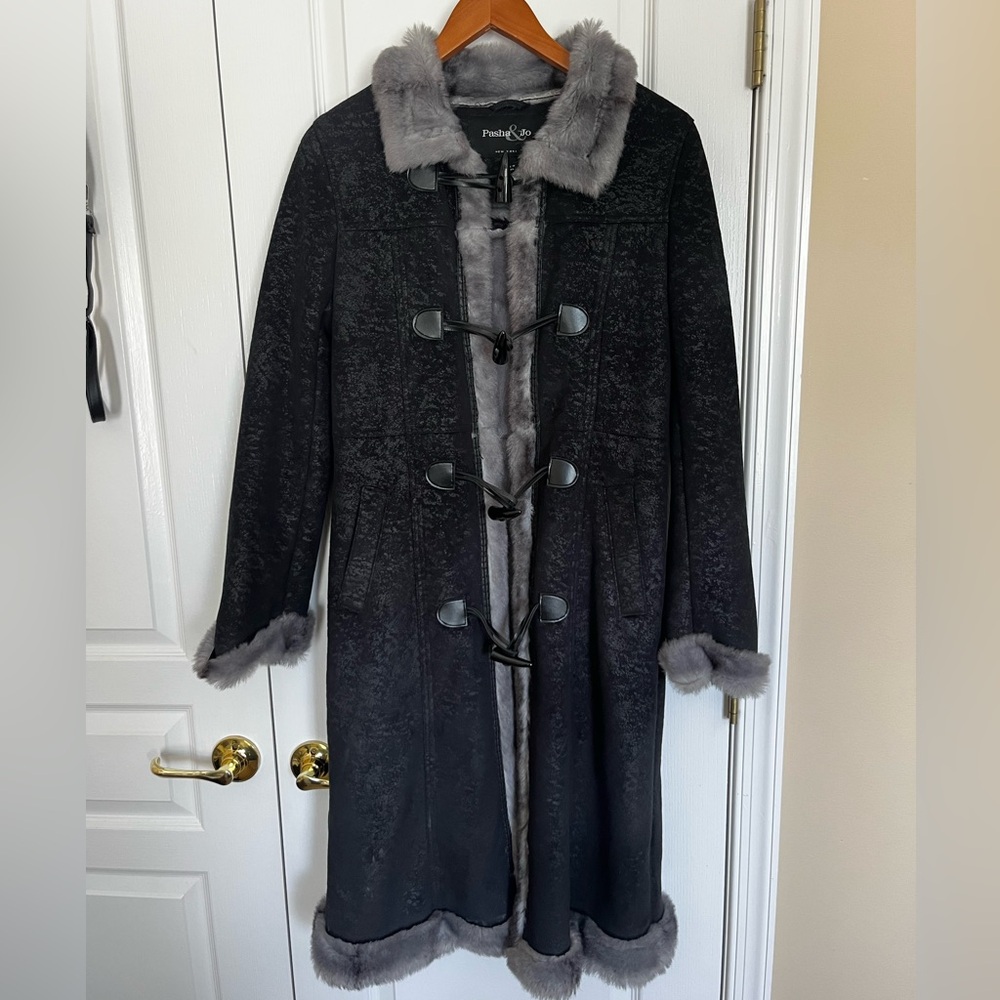 Pasha & Jo Faux Suede & Fur Long Winter Coat